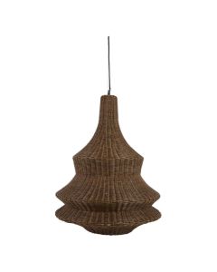 Light & Living Nemzor hanglamp in bruin gevlochten rattan op witte achtergrond