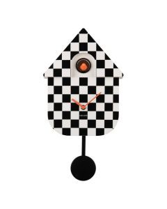 Karlsson klok, zwart-wit geblokt patroon, gemaakt van ABS-materiaal met oranje details.