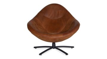 Label Draaifauteuil Hidde Bruin Leder