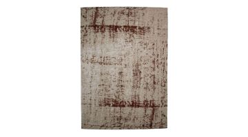 Vloerkleed Priso in koperkleur met verweerd patroon en mix van beige en roestbruine accenten volledig in beeld