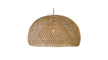 Hanglamp Dubble Bol van WF-Light, gemaakt van naturel rotan met een open, bolvormig ontwerp dat een warme uitstraling geeft.