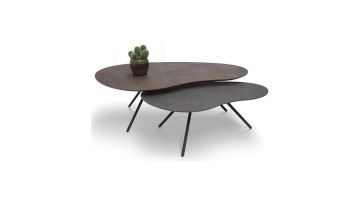 Bree's New World Salontafel Cloudy Brons en Agaat Grijs Set van 2