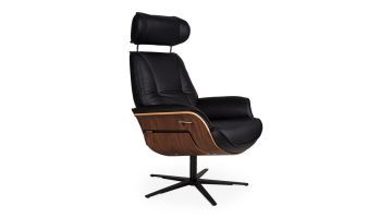 Relaxfauteuil Hubert Torro-Zwart - draaibaar
