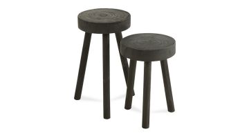 J-Line Krukjes Paulownia Hout Zwart Set van 2