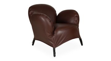 Label Fauteuil Bobo Donkerbruin Leder