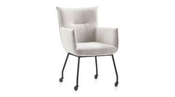 INHOUSE Eetkamerstoel met Wieltjes Dariona Lichtgrijs