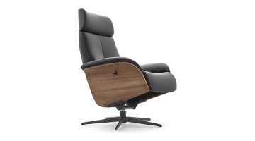 Baenks Draaifauteuil Via Roma medium - Anilux Black Leather