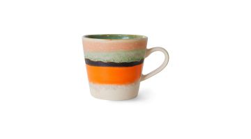 HKliving 70’s ceramics mok Burst met oranje, groene en beige kleuraccenten, vooraanzicht.