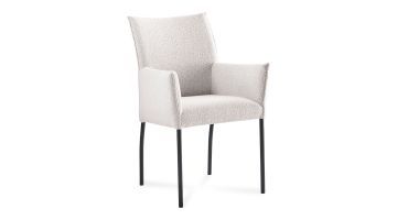 Pronto Wonen Eetkamerstoel met Arm Vitale Beige Bouclé