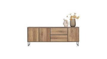 Henders & Hazel dressoir in houtkleur met metaalaccenten, gesloten en minimalistisch design.