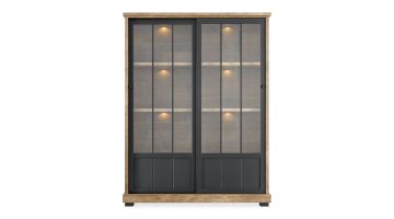 Profijt Meubel Vitrinekast Ladonia Old Teak & Black - 2 deurs