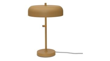 It's About RoMi Tafellamp Iron Porto L in mosterdgeel met ronde metalen kap en stevige voet.