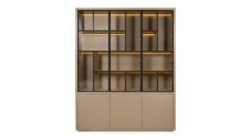 Vermeer Meubelen Glaskast Puur 6 Deuren - Taupe
