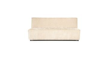 Vooraanzicht van eetkamerbank James - Strakke, lichtkleurige bank met een eenvoudige vorm en ribbeltextuur.