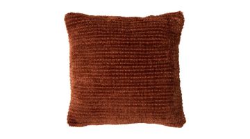 Roestkleurig sierkussen Roby met geribbelde textuur voor een warme en stijlvolle toevoeging aan je interieur.
