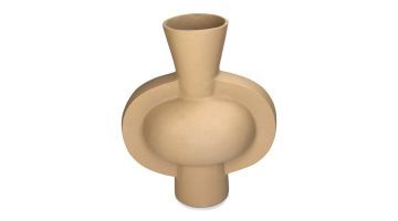 Stijlvolle, minimalistisch vormgegeven vaas gemaakt van beigekleurig aluminium.