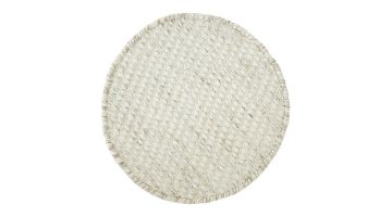 Rond vloerkleed met een ivoorkleurige, geweven textuur en een ambachtelijke uitstraling