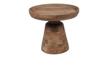 Afbeelding van bijzettafel Troy gemaakt van mangohout met een uniek, rond design.