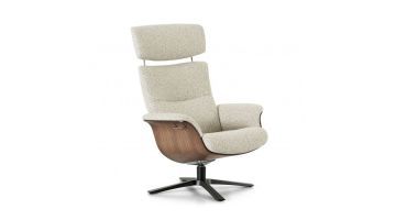 Montèl Relaxfauteuil Luxor Beige + Walnoot