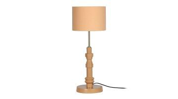 Totem tafellamp van Zuiver met terracotta voet en stoffen kap.