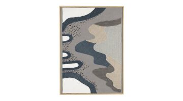 Wanddecoratie Coastal van Zuiver met een blauw en beige abstract patroon.