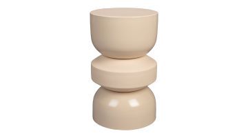 Dutchbone Apollo stool in beige met een unieke, geometrische vorm en matte afwerking.