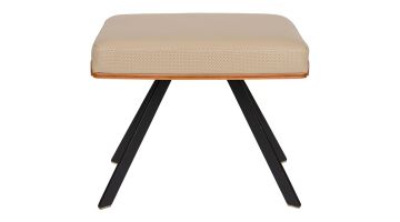 Beige kruk van Zuiver met zwarte metalen poten, stijlvolle toevoeging voor elk interieur.