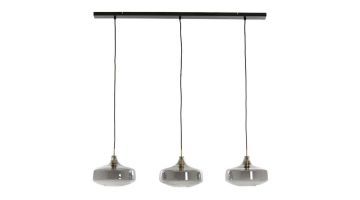 Hanglamp Ambada met drie glazen lampenkappen en een minimalistisch zwart frame.