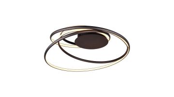 Plafonnière Nala in mat zwart met dynamische cirkelvormige verlichtingselementen, zijaanzicht.