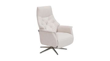 Relaxfauteuil Stubbe Essential in beige stof, vooraanzicht.