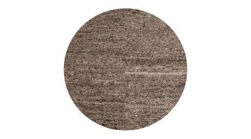 WOOOD vloerkleed Efia, rond, bruin melange, gemaakt van wol.