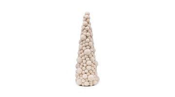 Rivièra Maison kerstboom Pom Pom in beige; een decoratieve kerstboom gemaakt van zachte pompons, perfect als feestelijke tafeldecoratie.