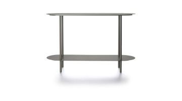 Antracietkleurige wandtafel Owen van COCOmaison met een strak en minimalistisch ontwerp, geschikt voor diverse ruimtes in huis.