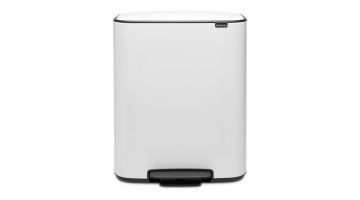 Witte Brabantia Bo Pedaalemmer met een strak en modern design, ideaal voor afvalscheiding.
