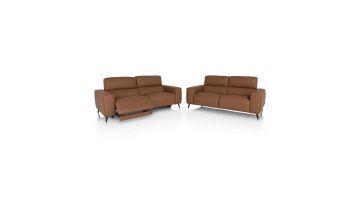 Henders en Hazel zitbank Caluso Set, bestaande uit een elektrische 3-zitsbank en een vaste 2,5-zitsbank, in lederlook.