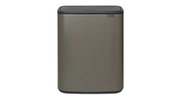 Brabantia Bo Touch Bin 60L in een, met een strak en modern ontwerp, gezien van de voorkant.