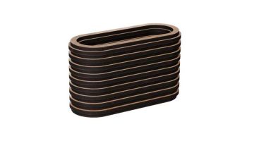 Blij Design wandlamp The Oval in naturel kleur, zijaanzicht van de minimalistische houten lamellenconstructie die warm licht verspreidt.