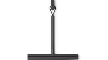 Zwarte Brabantia ReNew douchewisser met minimalistisch design en ophangoog, perfect voor moderne badkamers.