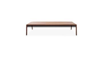 Harvink Salontafel Splinter in donker hout met metalen details, vooraanzicht.