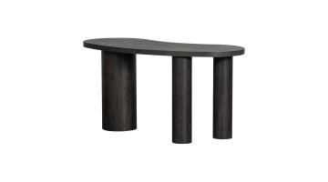 Sidetable/bureau Maan van WOOOD in donkerbruin MDF met organisch design en stevige ronde poten.