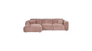 Chaise longue Cloud van WOOOD in taupe chenille, met linkerarmleuning en een moderne uitstraling.