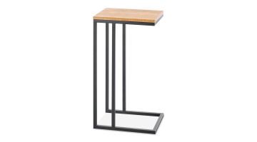 Laptoptafel Budrio met een melamine blad in houtlook en een zwart metalen onderstel in strak design.