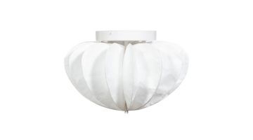 Woood plafondlamp Dalia in wit, volledig zichtbaar met een elegante gevouwen kap.