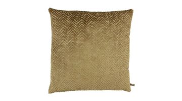 Sierkussen Velvella van Claudi in donker goud, met een subtiele textuur en luxe uitstraling, perfect voor een stijlvolle inrichting.