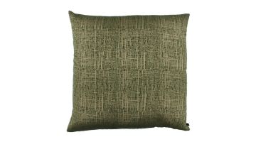 Vierkant sierkussen Donatello van Claudi in een diepe groentint met een subtiel grafisch patroon.