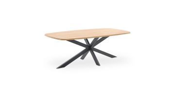 Eikenhouten Deens ovale eettafel Walden met zwart metalen spinpoot, massief eiken blad.