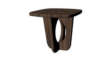 Zijaanzicht van bijzettafel Aseri, gemaakt van donkerbruin mangohout. 