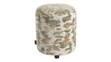 Poef Noble van COCO Maison in groene stof met patroon, schuin aanzicht