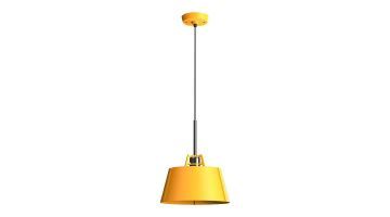 Tonone Bella hanglamp in Sunny Yellow, moderne gele hanglamp met zwart snoer en metalen fitting.