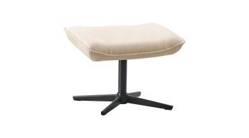 Hocker Irabo van INHOUSE in beige stof met zwart metalen draaivoet.